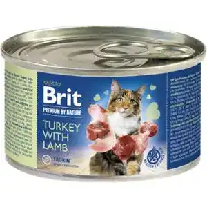 Вологий корм для кішок Brit Premium by Nature Turkey with Lamb з індичкою і ягням 200 г