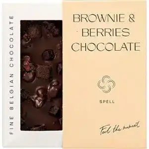 Шоколад Spell Brownie & Berries чорний з журавлиною і шоколадним печивом, 85 г