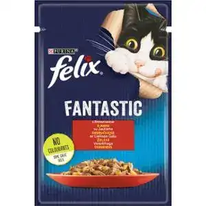 Корм для кошек Felix Fantastic с говядиной в желе 85 г