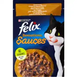 Корм для котів Felix Sensations Sauces з індичкою в соусі зі смаком бекону 85 г