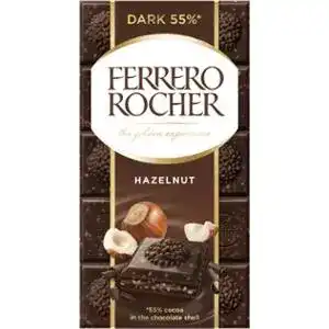 Шоколад Ferrero Rocher чорний гіркий з лісовими горіхами 90 г