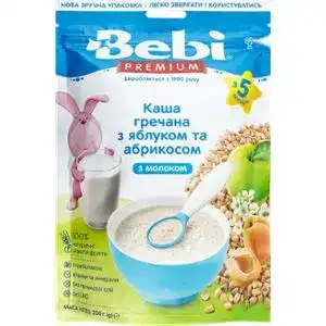 Каша для дітей Bebi Premium гречана з яблуком та абрикосом молочна від 5 місяців 200 г