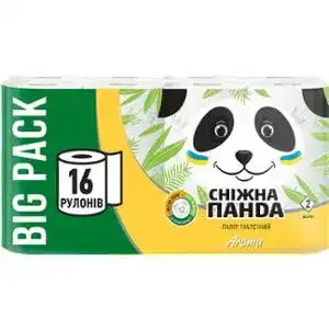 Папір туалетний Сніжна панда Aroma 2-x шаровий 16 шт