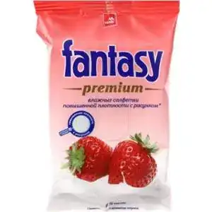 Серветки вологі Fantasy Premium з ароматом полуниці 15 шт.
