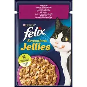 Корм Felix Sensations Jellies з качкою в желе зі шпинатом для котів 85 г