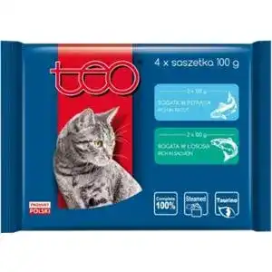 Вологий корм TEO для котів з фореллю та лососем 4х100 г