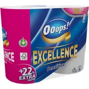 Папір туалетний Ooops! Excellence Sensitive 3-х шаровий 4 шт.