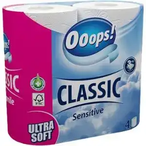 Папір туалетний Ooops! Classic Sensitive 3-х шаровий 4 шт.