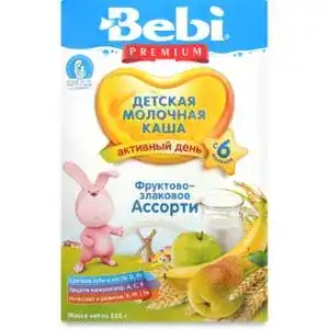 Дитяча каша Bebi Premium молочна Фруктово-злакове Асорті з 6 місяців, 250 г