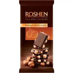 Шоколад Roshen екстрачорний з цільними лісовими горіхами 90 г
