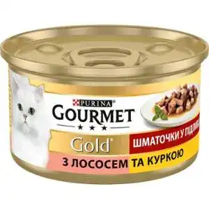 Консервований корм для котів Gourmet Gold з лососем і курчам 85 г